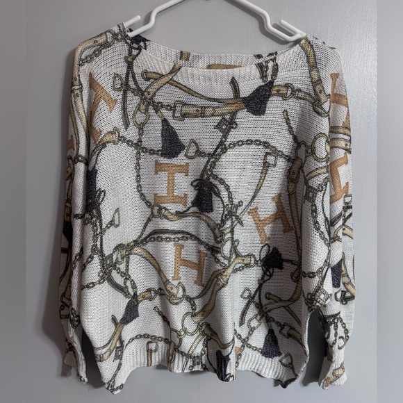 Free For Humanity Italian Chain Print Sweater Size Medium - Picture 9 of 9